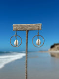 Golden Tide Hoops with wire wrapped shells