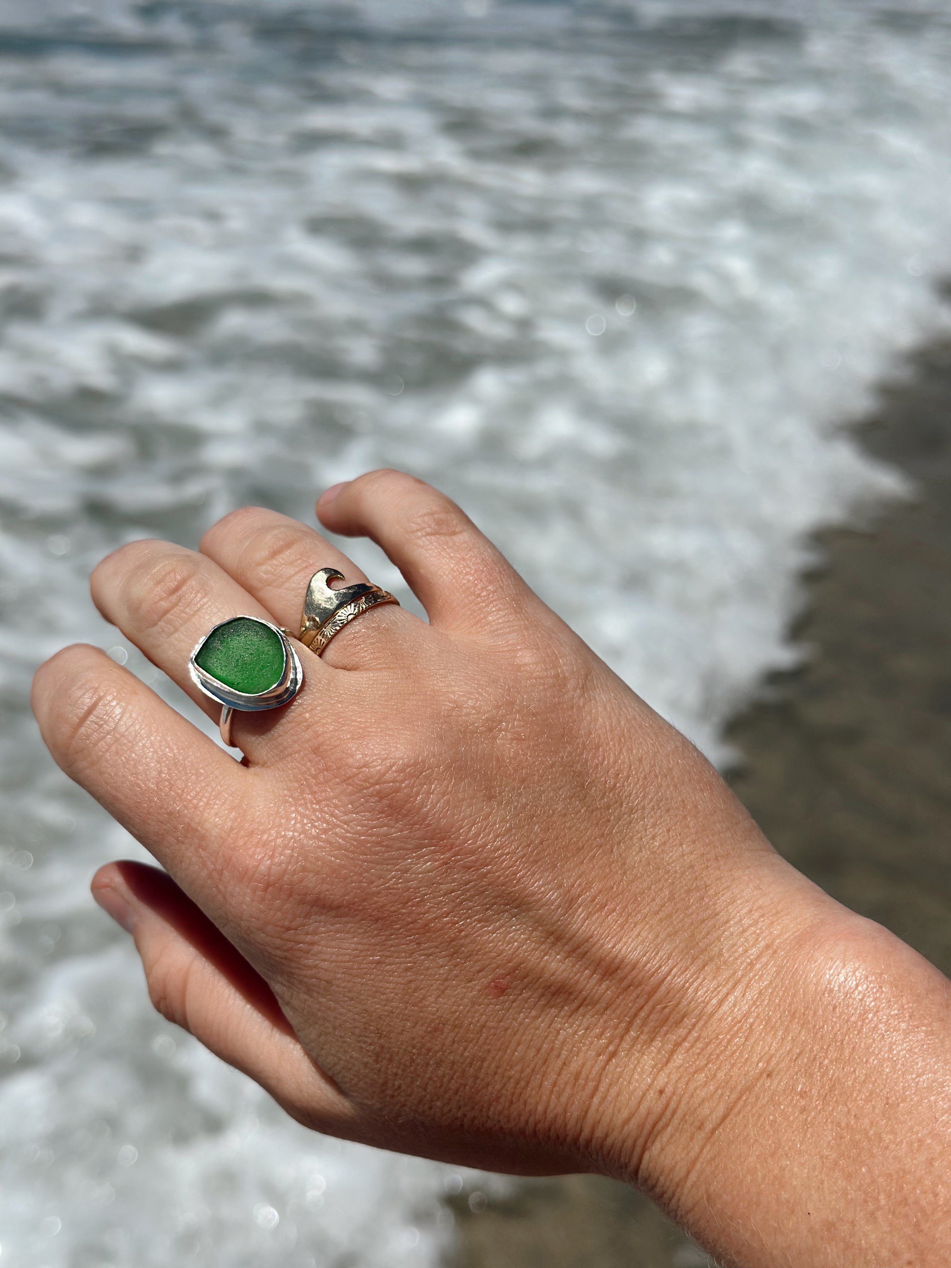 Green Sea Glass Ring