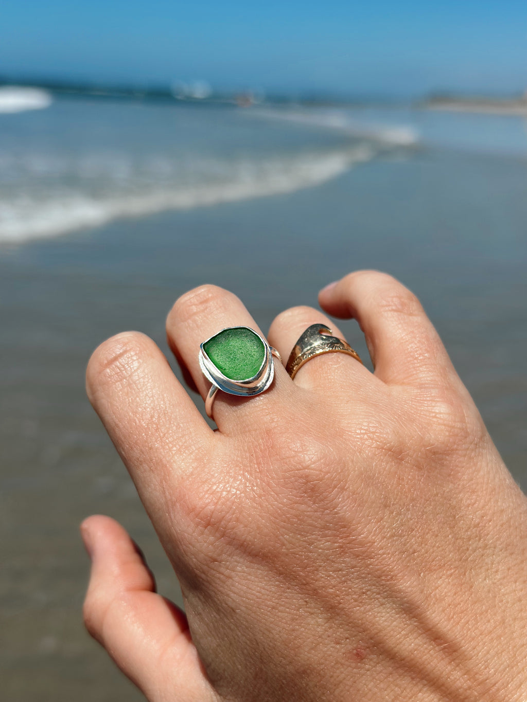Green Sea Glass Ring