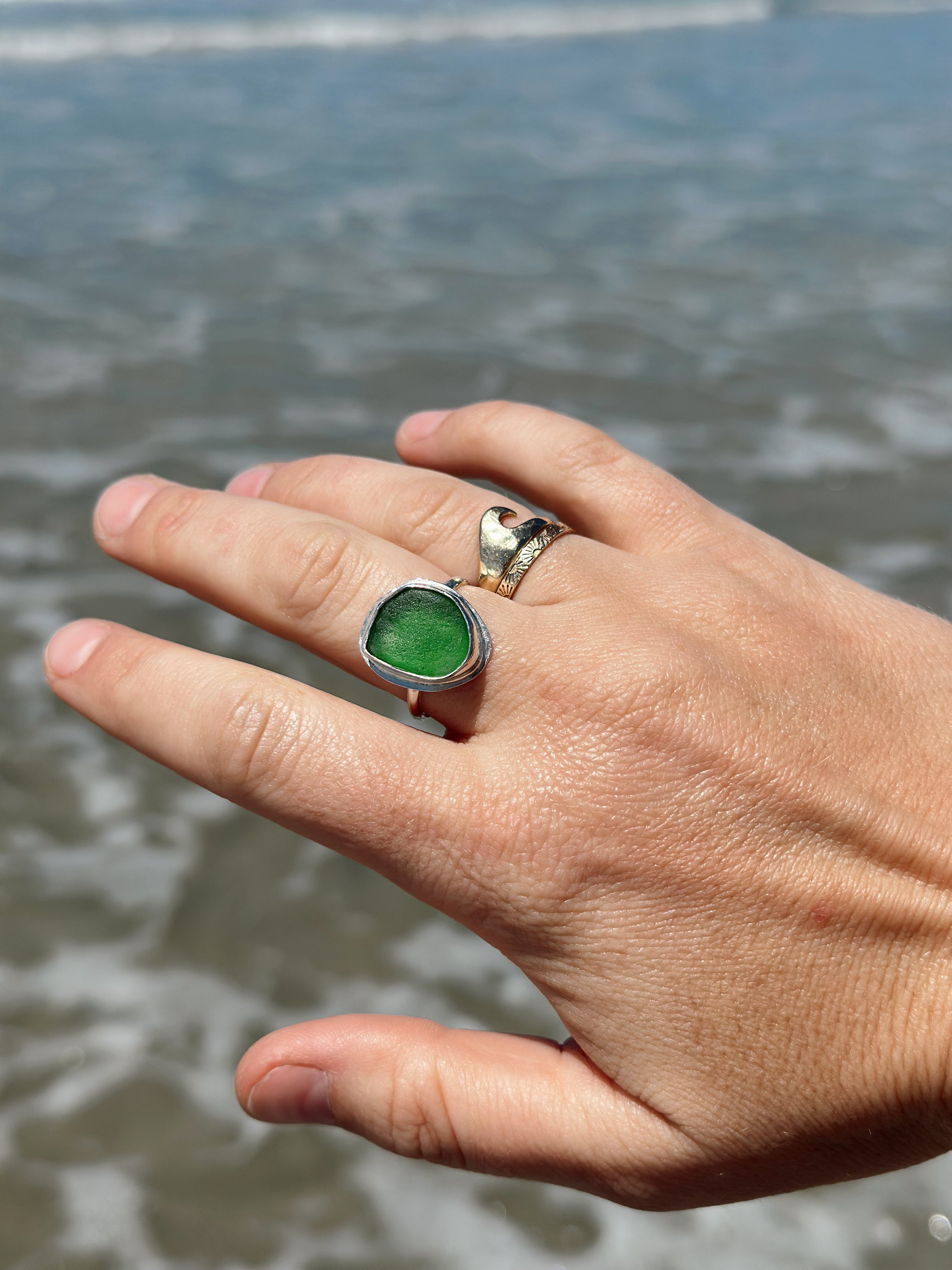 Green Sea Glass Ring