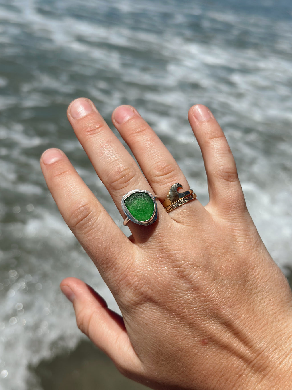 Green Sea Glass Ring