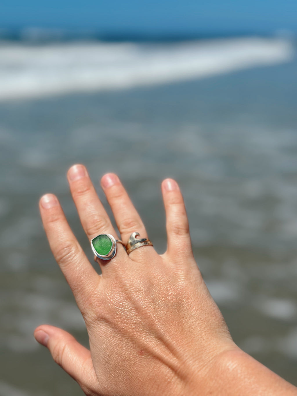 Green Sea Glass Ring