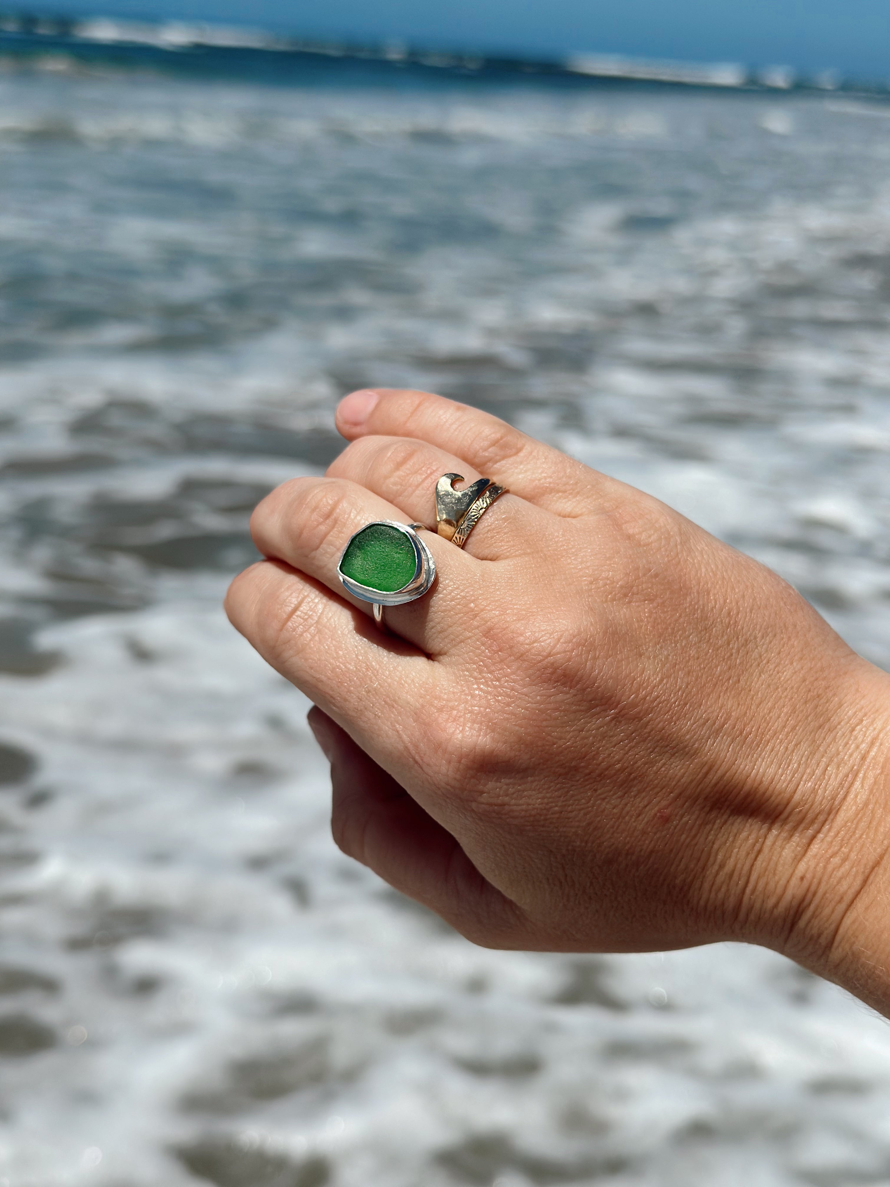 Green Sea Glass Ring