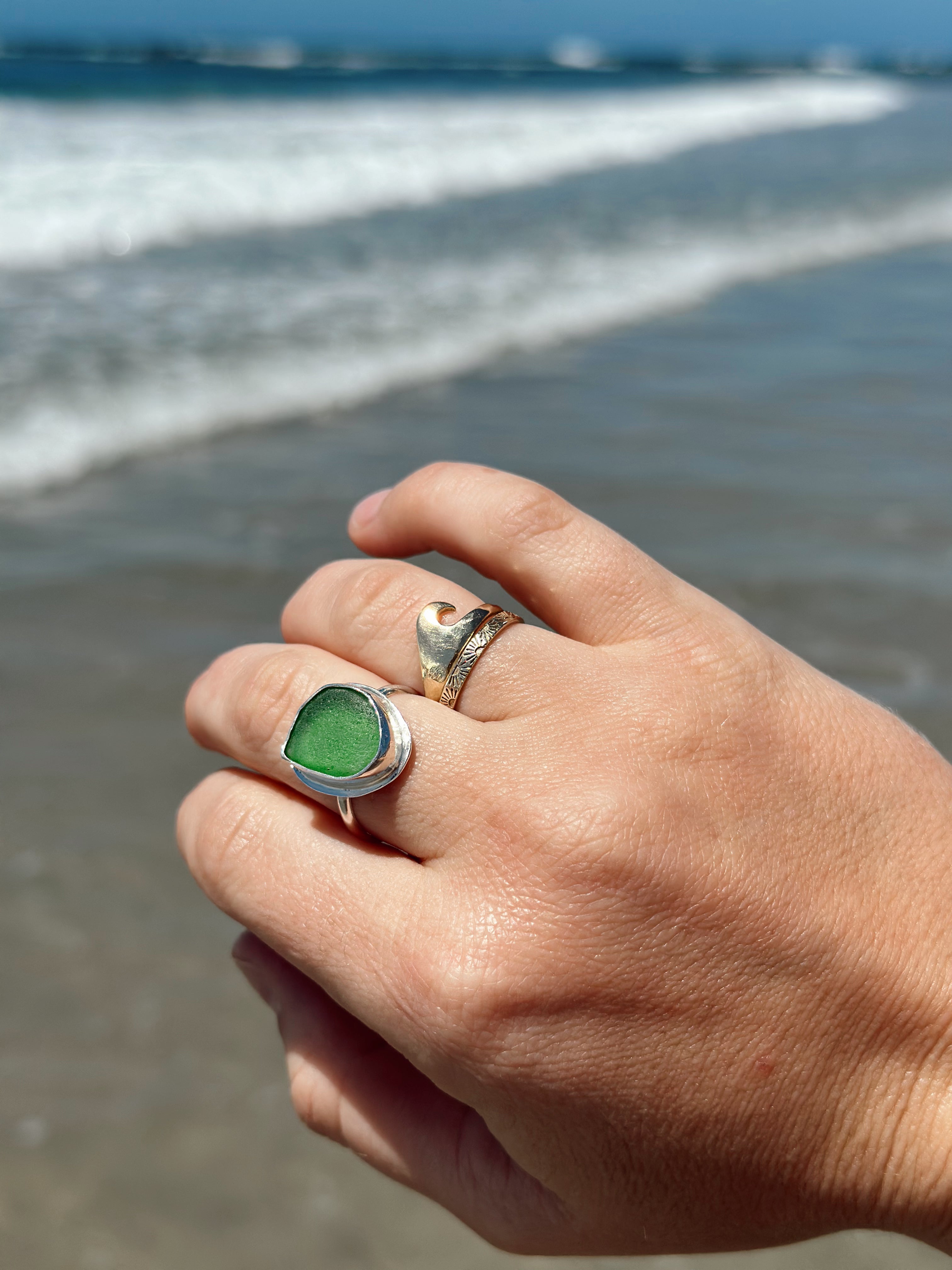 Green Sea Glass Ring