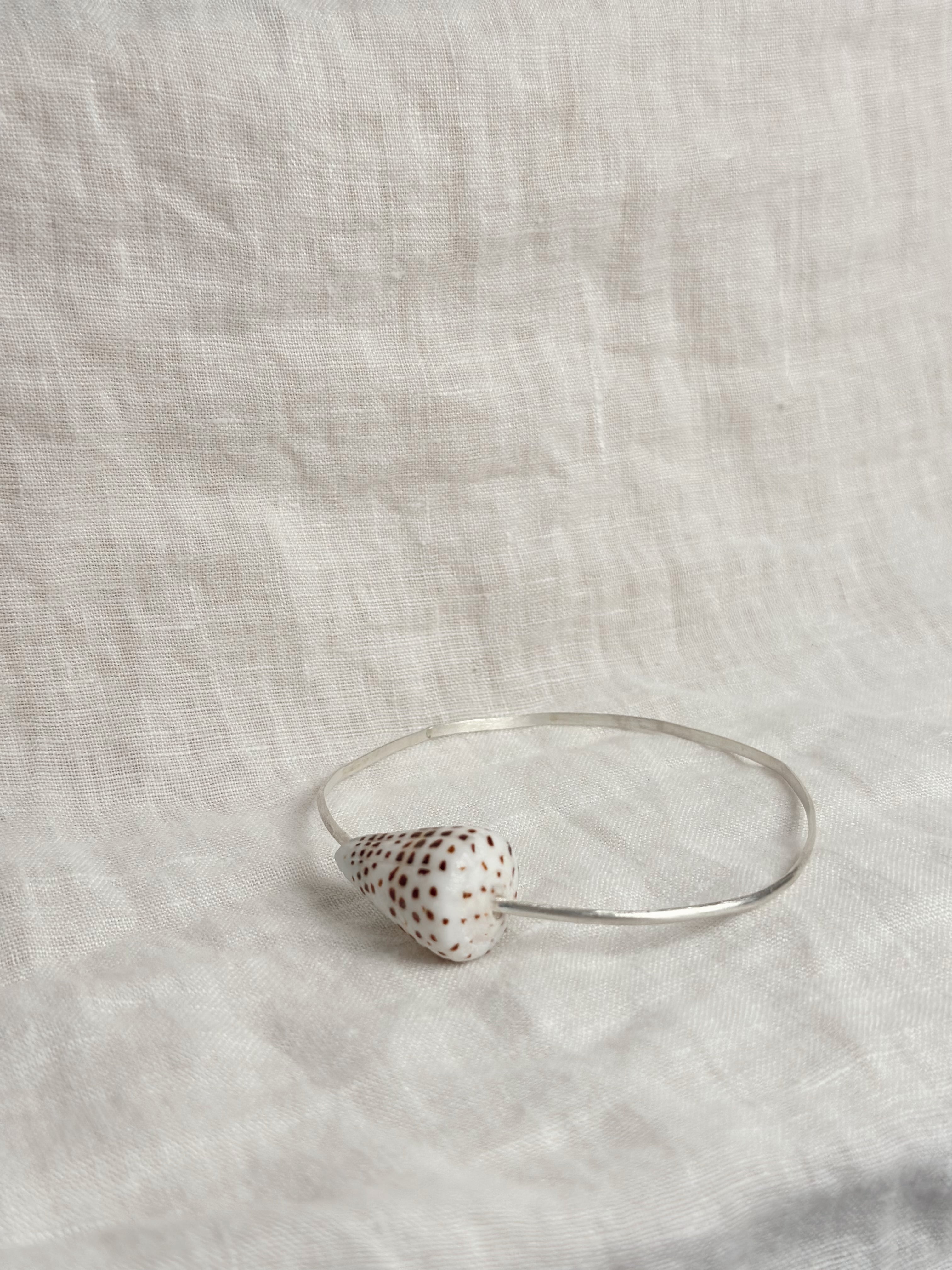 Sterling Silver Bangle with Flea Cone Shell