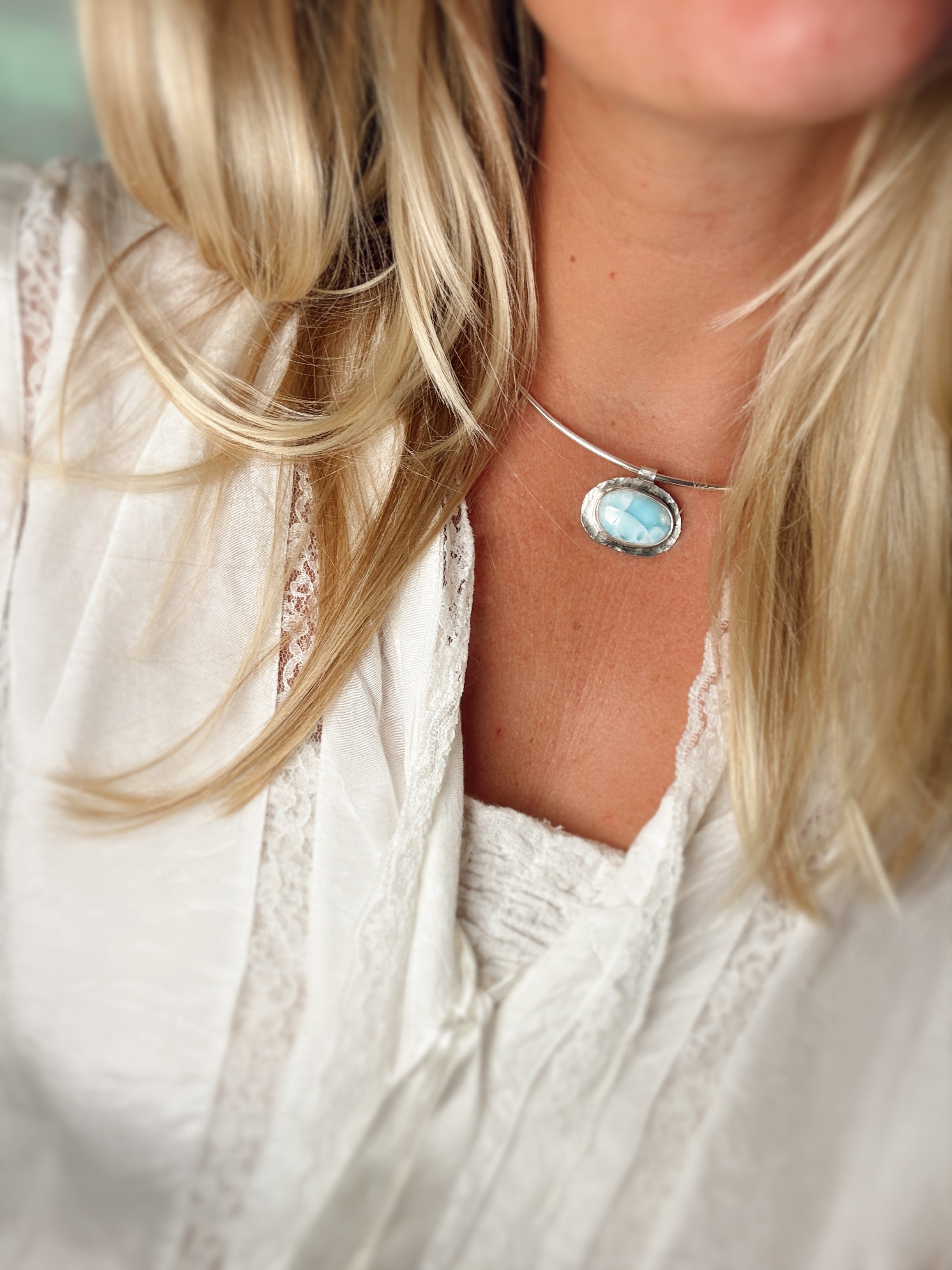 Larimar Sterling Silver Choker Necklace