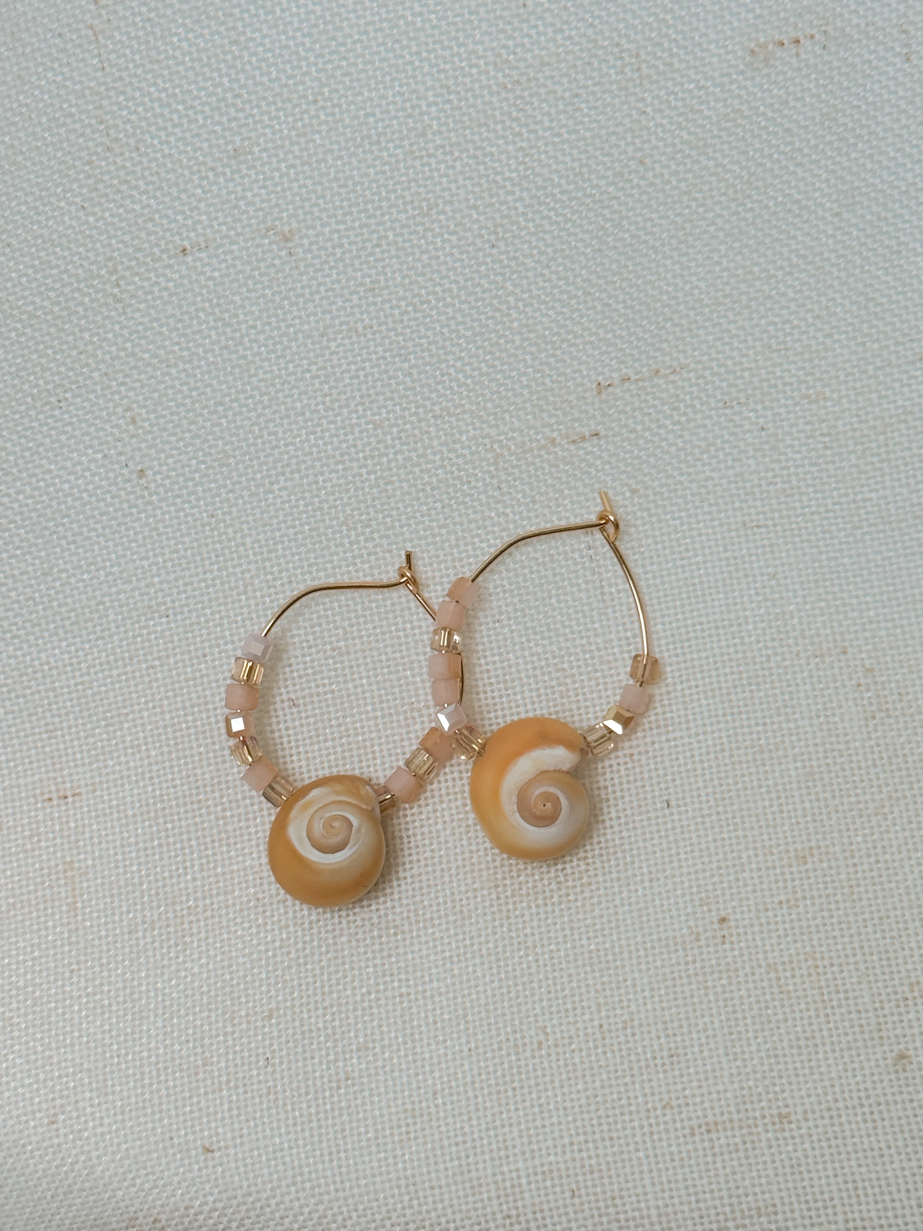 Gold Mini Moon Shell Hoops