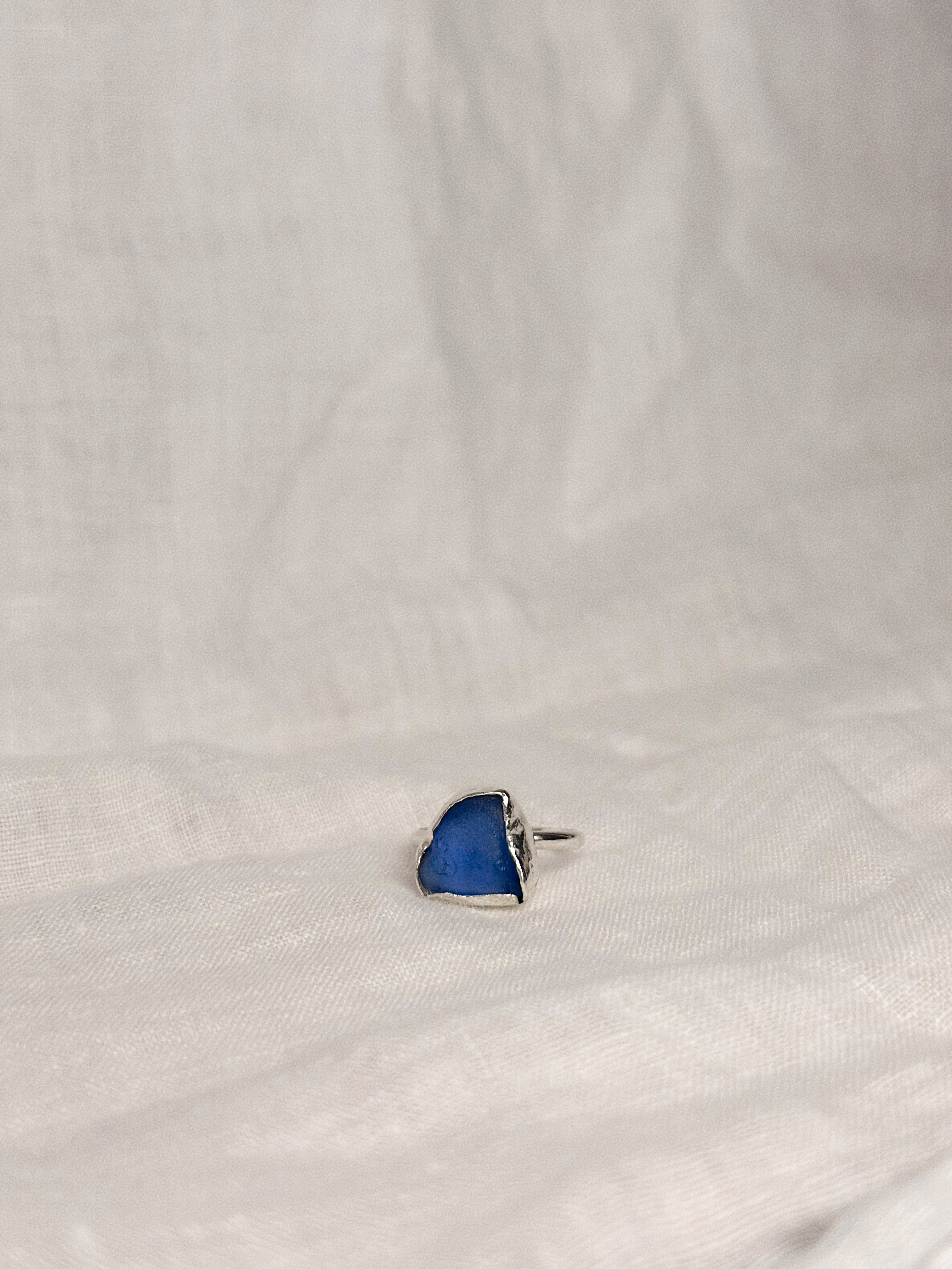 Blue Sea Glass Ring
