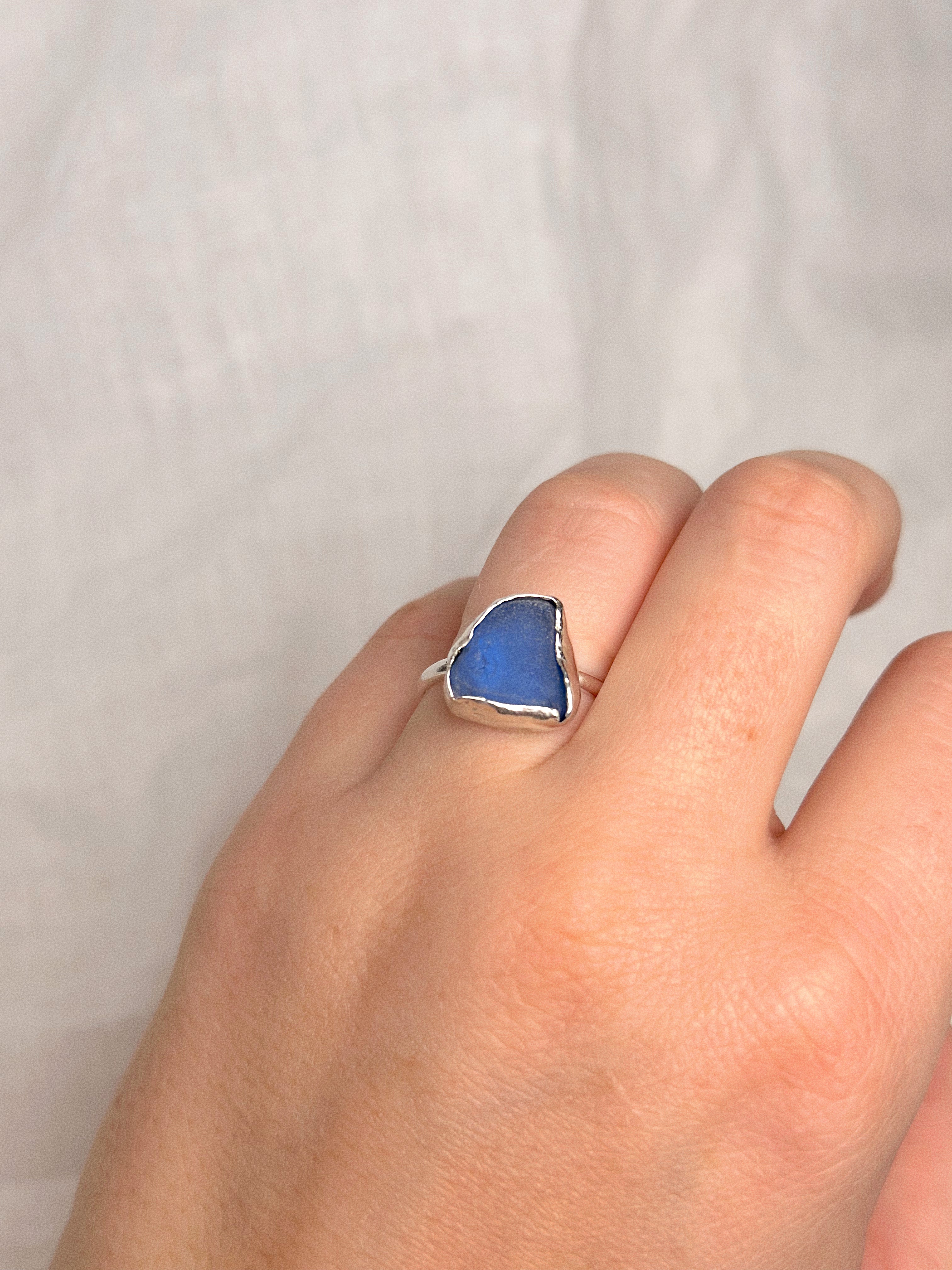 Blue Sea Glass Ring