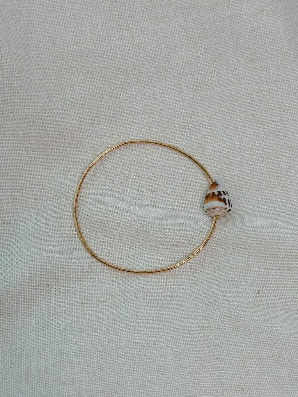Gold Bangle with Hebrew Cone Shell