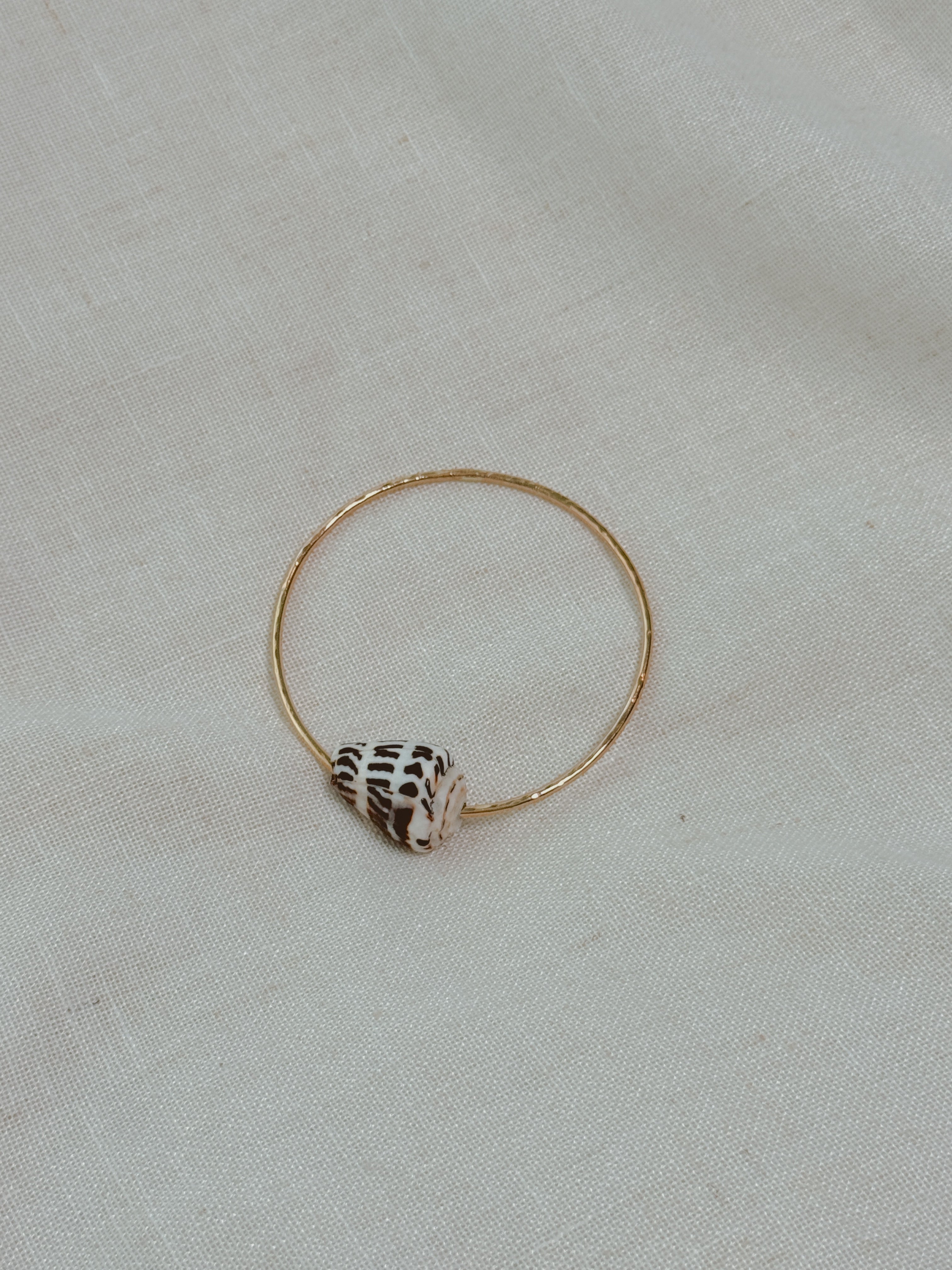 Gold Bangle with Large Hebrew Cone Shell