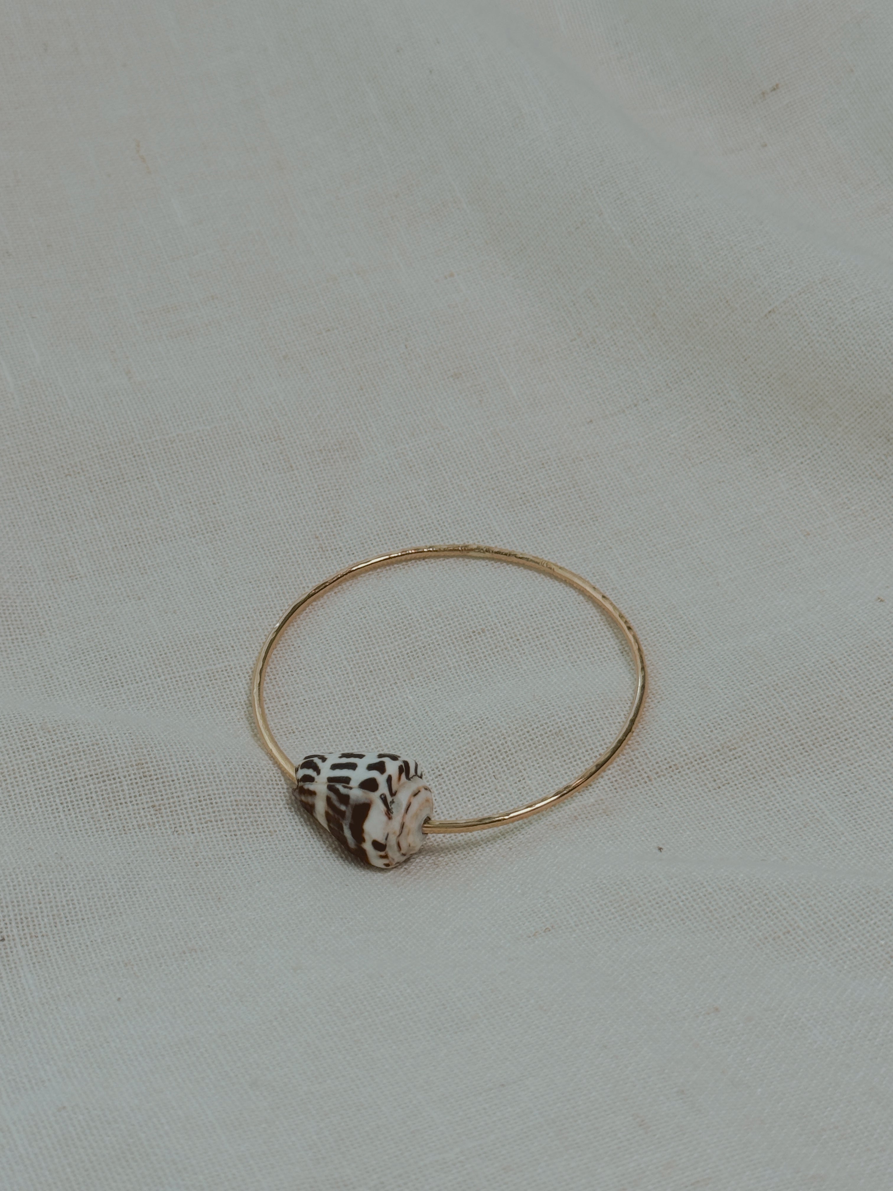 Gold Bangle with Large Hebrew Cone Shell