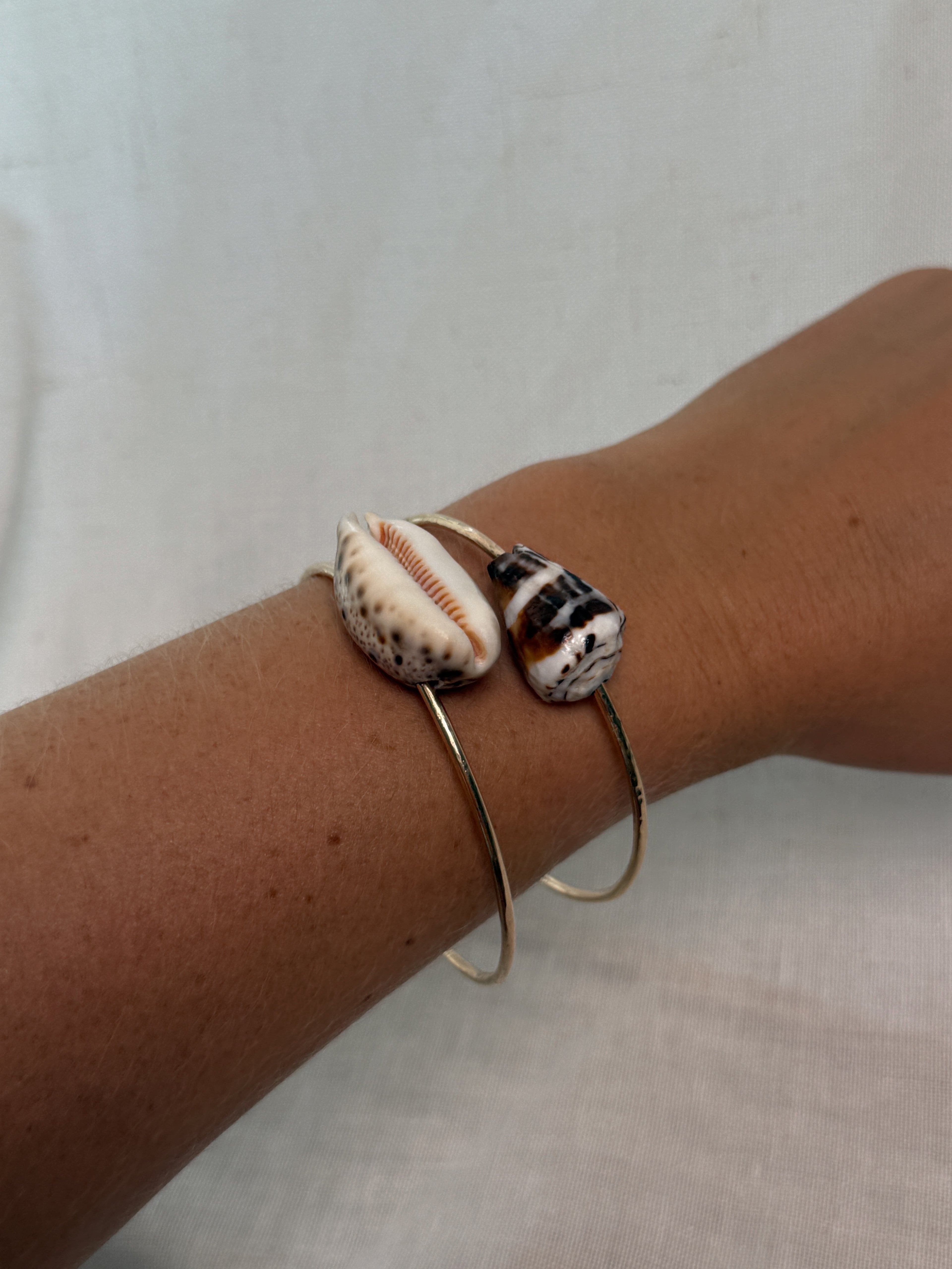 Gold Bangle with Large Hebrew Cone Shell