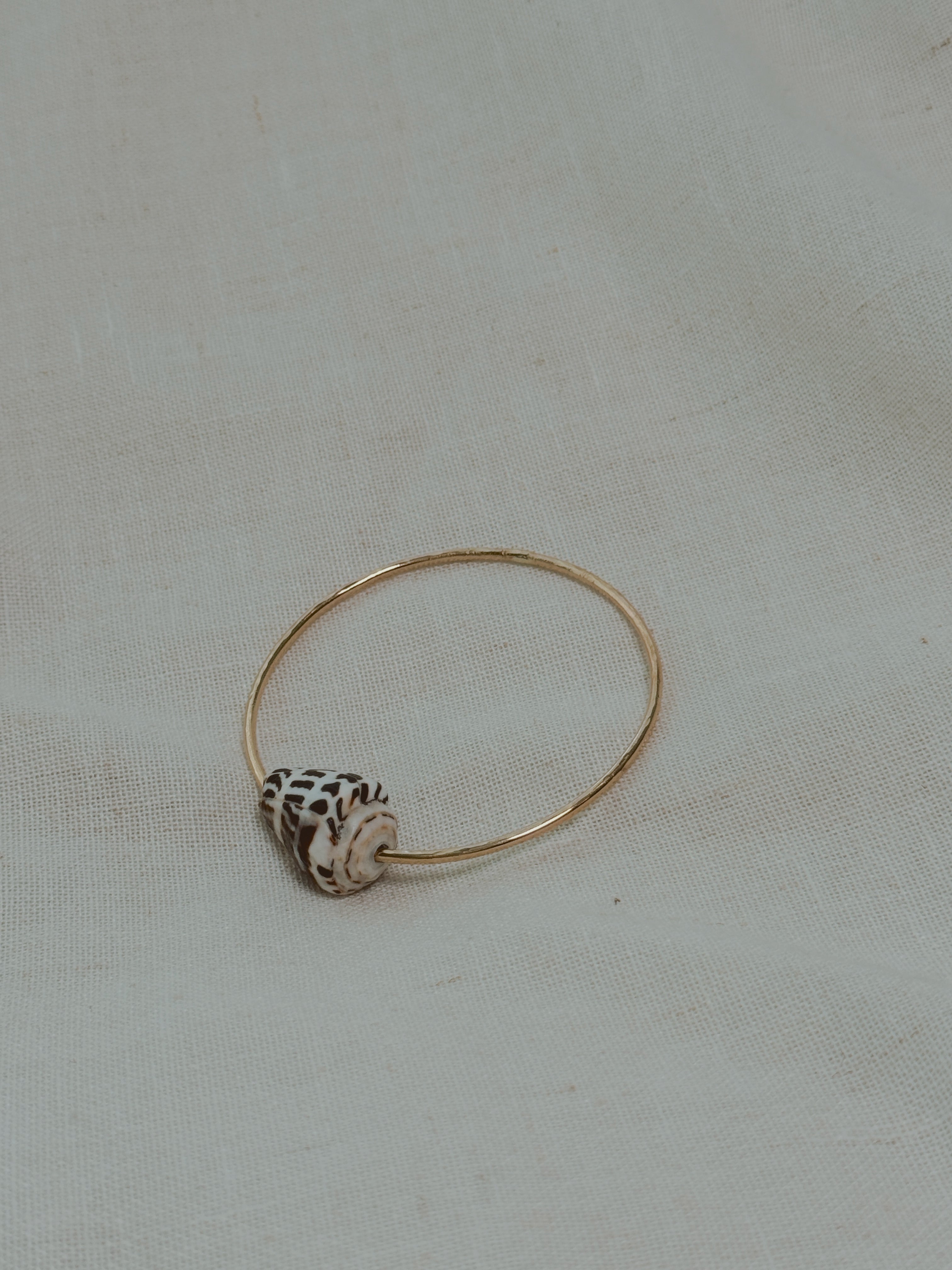 Gold Bangle with Large Hebrew Cone Shell