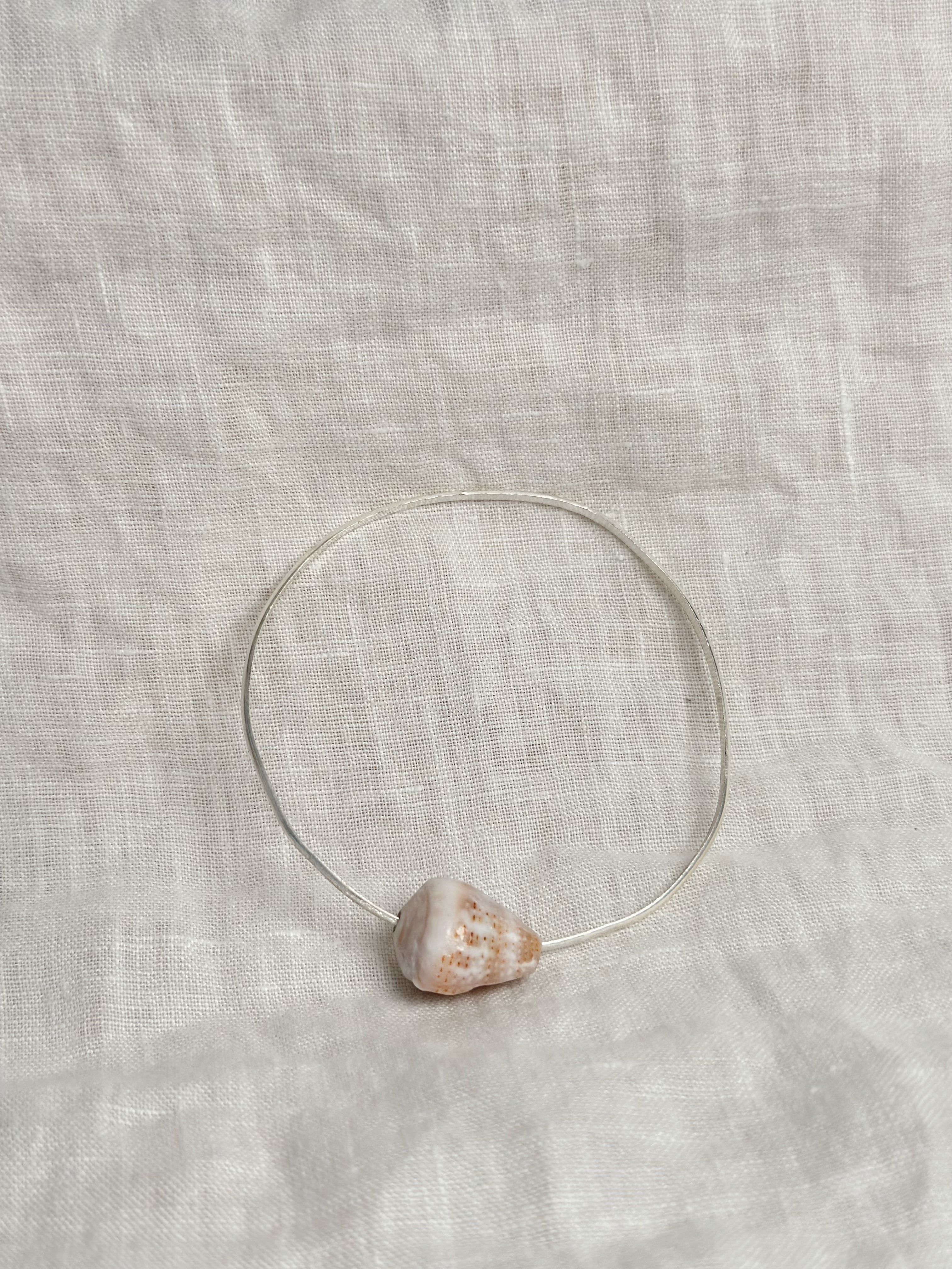 Sterling Silver Bangle with Pink Cone Shell