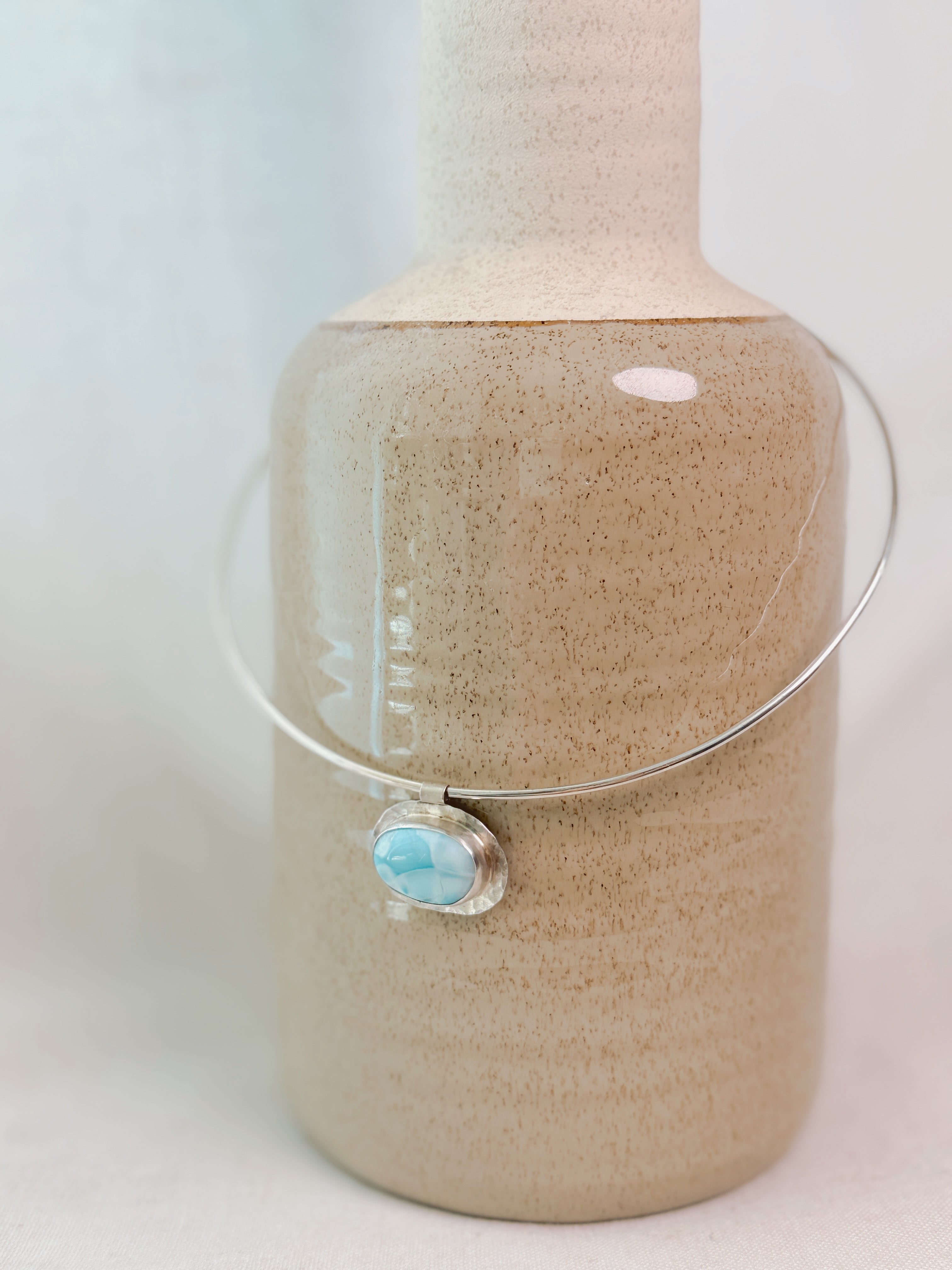Larimar Sterling Silver Choker Necklace